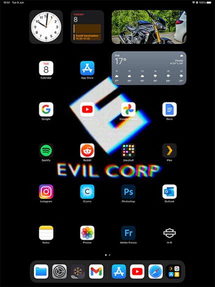La schermata iniziale del mio iPad prima dello smistamento.
