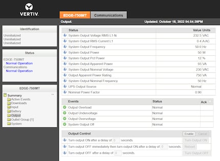 Interfaccia web: impostazioni dell'UPS