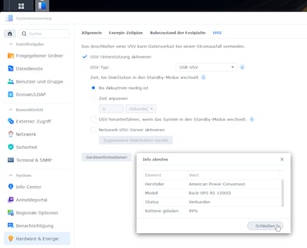 Il sistema operativo DSM di Synology consente di configurare facilmente un UPS da un unico punto.