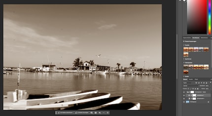 La mia foto del porto ottiene un effetto seppia con un semplice clic.