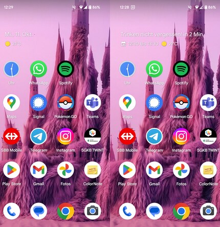 Live View reminds me to drink or shows me the current weather data.