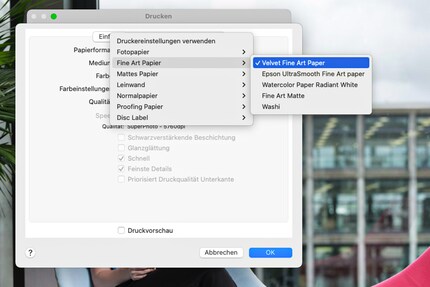 Se usi delle carte native, trovi i nomi corrispondenti nelle impostazioni. Per le altre carte, devi consultare l’allegato del produttore per sapere quale carta impostare per la stampante.