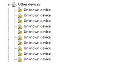 A volte ci sono anche dispositivi non riconosciuti la cui denominazione non fornisce alcun aiuto. Sono semplicemente elencati come «Dispositivo sconosciuto». Tuttavia, i dispositivi sconosciuti appaiono molto meno frequentemente in Windows 10 e 11 che in questo screenshot di Windows Vista.