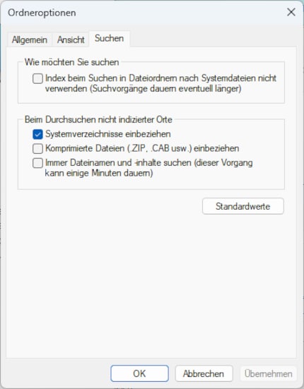L'indice velocizza la ricerca di file e cartelle.