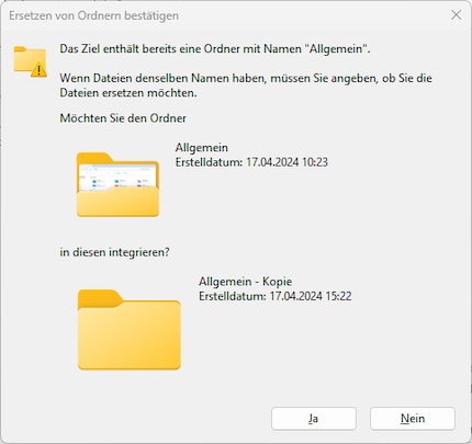 Cosa dovrebbe accadere alle cartelle che vengono unite?