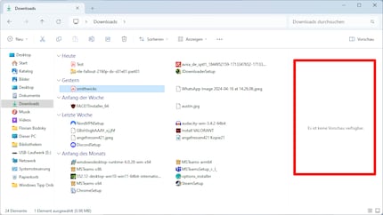 Deselezionando il gestore dell'anteprima, rinunci all'anteprima.