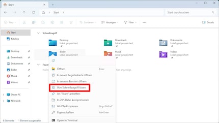 Puoi anche personalizzare l'accesso rapido definito da Windows stesso.