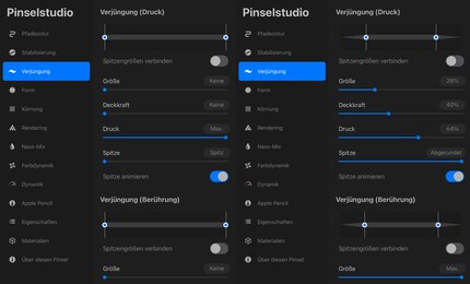 On the left is the original round brush, on the right you can see my adjustments.