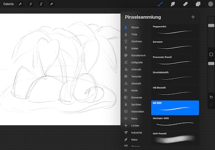 Use the 6B pencil to create the sketch for your dream island.