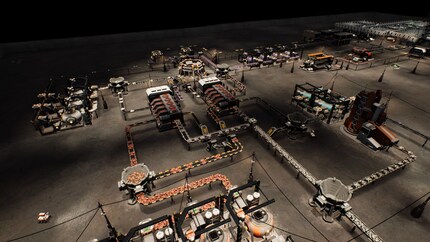 The result of much tinkering: two multi-regolith refineries and their smelting furnaces.