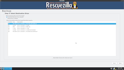 Seleziona l'unità di destinazione (sono possibili anche unità di rete).