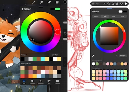Colour selection on the left from Procreate, GoPaint on the right.