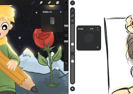 I can barely see the brush preview of GoPaint on the right, which isn’t an issue in Procreate.