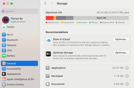 Qui hai una panoramica dello spazio di archiviazione.