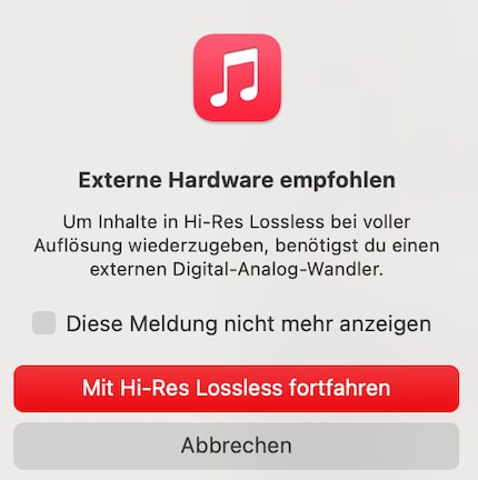 For Hi-Res Lossless, Apple Music recommends using an external DAC converter.